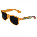 Orange Retro Tinted Lens Sunglasses - Full-Color Full-Arm Printed